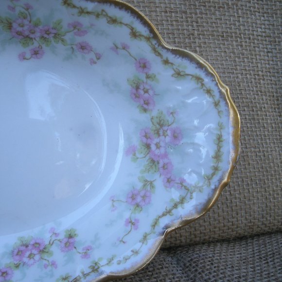 Antique Bawo & Dotter Elite Works Limoges Floral Serve Dish BWD4 - Picture 9 of 16